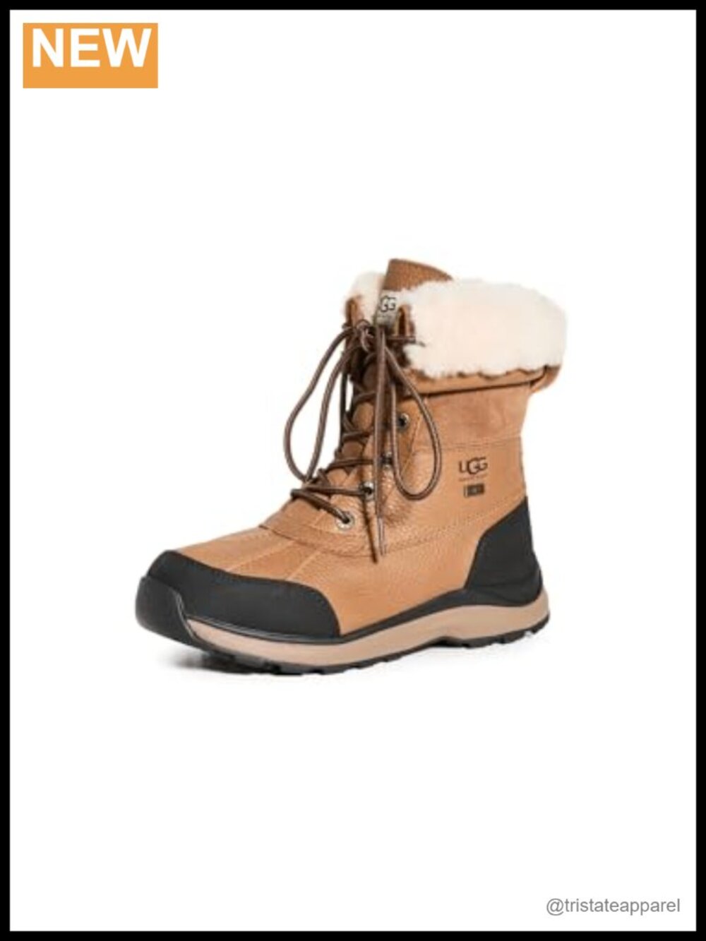 UGG Adirondack III Waterproof Leather Snow Boots Mid-Calf Lace-Up Wool Lining